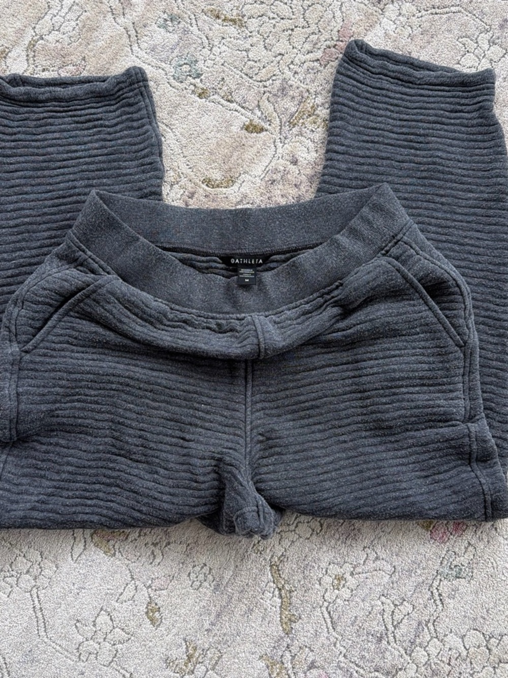 Athleta Charcoal Ribbed Jogger Bottoms